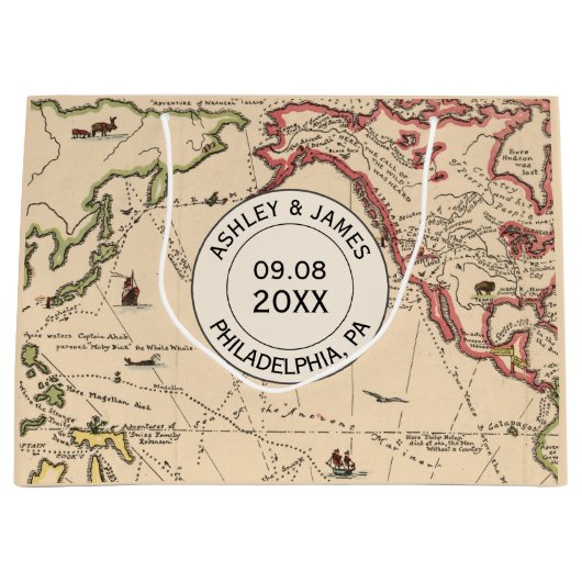 Wedding Welcome Bag, World Adventure Map Groot Cadeauzakje (Voorkant)