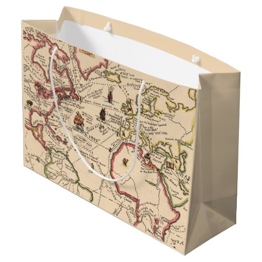 Wedding Welcome Bag,  World Adventure Map Groot Cadeauzakje (Achterkant Gekanteld)