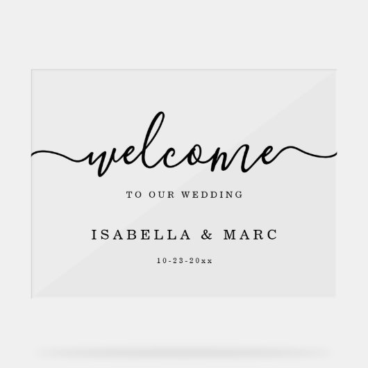 Wedding Welcome Minimalist Acryl Bord (Voorkant)