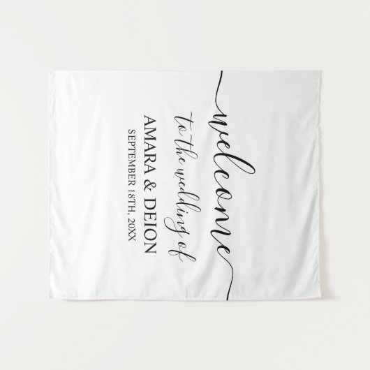 Wedding Welcome Script Kalligrafie Elegant teken Wandkleed (Voorkant (horizontaal))