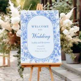 Wedding Welcome Sign Bloemen Iets Blauw Poster