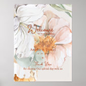 Wedding Welcome Sign | Blush Peach Floral Poster (Voorkant)