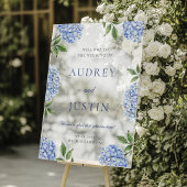 Wedding Welcome Sign, Classic Blue Hydrangea Acryl Bord