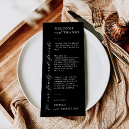 Wedding Welkom & Bedankt Minimale tafel plaats kaa Kaart