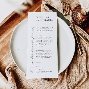 Wedding Welkom & Bedankt Minimale tafel plaats kaa Kaart
