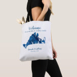 Wedding Welkom bij Martha's Wineyard Movable Heart Tote Bag<br><div class="desc">Deze trouwgast canvas tas heeft een originele waterverf die kaart van Martha's wijntuin met een beweegbaar wit hart schilderde. Perfect tas om je gasten te laten reizen naar je bestemming bruiloft op het prachtige eiland van de Vineyard. Voeg 4 lijnen van tekst toe en u kunt meer aanpassen om aan...</div>