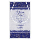 Wedding Welkom Gift Bag Blauwe Winter Sneeuwvlok Klein Cadeauzakje (Achterkant)