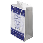 Wedding Welkom Gift Bag Blauwe Winter Sneeuwvlok Klein Cadeauzakje (Voorkant Gekanteld)