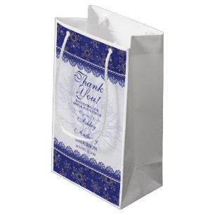 Wedding Welkom Gift Bag Blauwe Winter Sneeuwvlok Klein Cadeauzakje