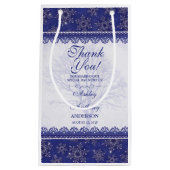 Wedding Welkom Gift Bag Blauwe Winter Sneeuwvlok Klein Cadeauzakje (Voorkant)