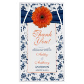 Wedding Welkom Gift Bag Sinaasappel Daisy Navy Dam Klein Cadeauzakje (Achterkant)