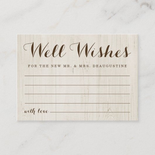 Wedding Well wenst Mr & Mrs. - Rustic Wood Contactkaartje (Voorkant)
