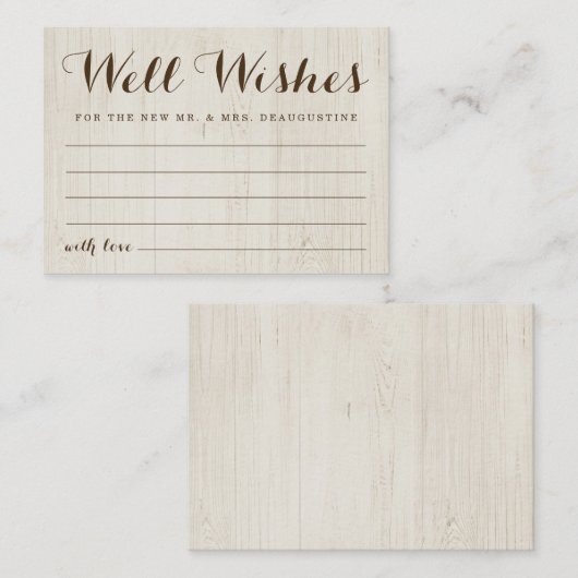 Wedding Well wenst Mr & Mrs. - Rustic Wood Contactkaartje (Voorkant / Achterkant)