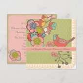 Wedding Whimsy Birds Couple's Shower Invitation Kaart (Voorkant / Achterkant)