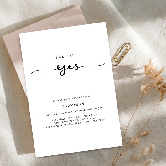Wedding Whimsy Script Ze zei ja Vrijgezellenfeest Kaart