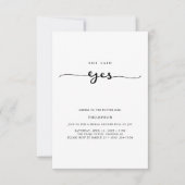 Wedding Whimsy Script Ze zei ja Vrijgezellenfeest Kaart (Voorkant)