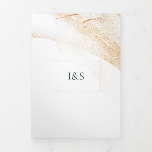 Wedding White All in one set Emerald Green Roses Drieluik Uitnodiging (Cover)