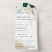 Wedding White All in save the date Emerald Green All In One Uitnodiging (Binnen)