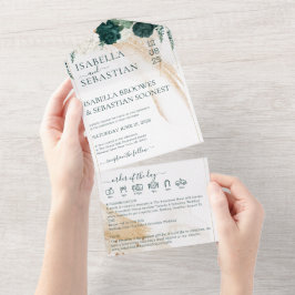 Wedding White All in save the date Emerald Green One Uitnodiging