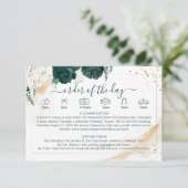 Wedding White Details Emerald Green Rose Floral Informatiekaartje (Staand voorkant)