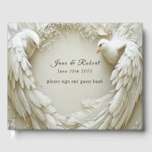 Wedding White Dove Open Wings Rozen Gastenboek (Voorkant)