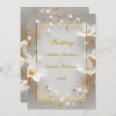 Wedding White Gold Modern Sophisticated Classy Kaart (Voorkant / Achterkant)