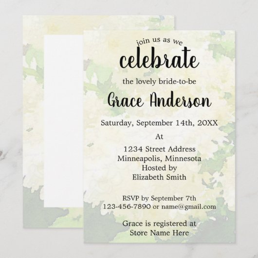 Wedding-White Hydrangeas Bridal Shower Feestdagenkaart (Voorkant / Achterkant)