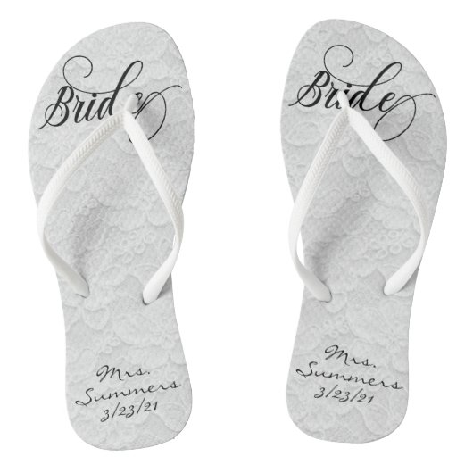 Wedding White Lace Persoonlijke bride Teenslippers (Voetbed)