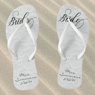 Wedding White Lace Persoonlijke bride Teenslippers