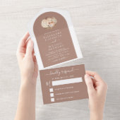 Wedding White Pumpkins Boho Terracotta All In One Uitnodiging (Afscheurbaar)