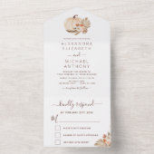 Wedding White Pumpkins Boho Terracotta All In One Uitnodiging (Binnen)