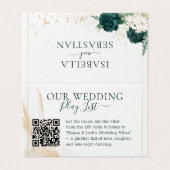 Wedding White QR Emerald Green Rose Floral Kaart (Buitenkant ongevouwen)