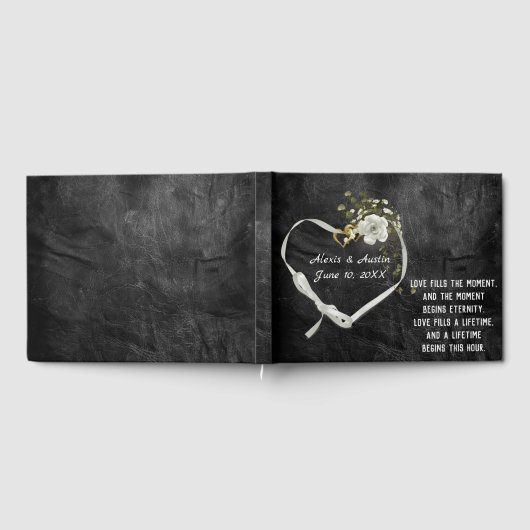 Wedding White Rose and Heart with Flowers Gastenboek (Volledig)