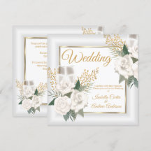 Wedding White Rose Floral Champagne Gold