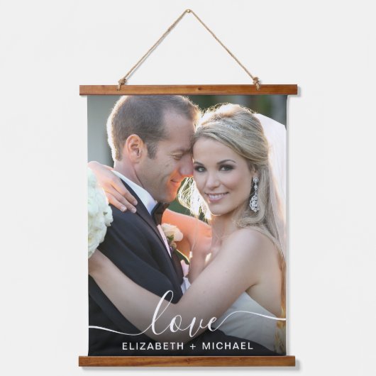 Wedding White Script Fotobedekking Hangend Wandkleed (Voorkant)