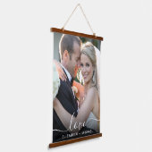 Wedding White Script Fotobedekking Hangend Wandkleed (Gebogen)