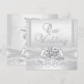 Wedding White Silver Pearl Lace Damask Diamond Kaart (Voorkant / Achterkant)