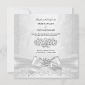 Wedding White Silver Pearl Lace Damask Diamond Kaart (Achterkant)