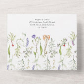 Wedding Wildflower Bloemen Donker Uitnodigen & RSV All In One Uitnodiging (Achterkant)