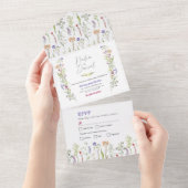 Wedding Wildflower Bloemen Uitnodigen & RSVP All In One Uitnodiging (Afscheurbaar)