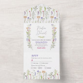 Wedding Wildflower Bloemen Uitnodigen & RSVP All In One Uitnodiging (Binnen)
