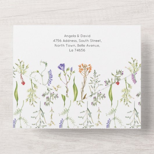 Wedding Wildflower Bloemen Uitnodigen & RSVP All In One Uitnodiging (Achterkant)