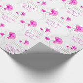 Wedding wildflower roze grijze kunst wrap cadeaupapier (Hoek)