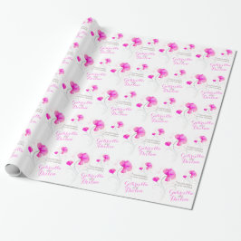 Wedding wildflower roze grijze kunst wrap cadeaupapier
