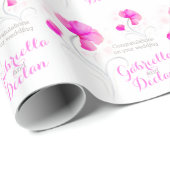 Wedding wildflower roze grijze kunst wrap cadeaupapier (Rol Hoek)