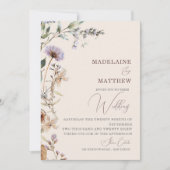 Wedding Wildflowers Cream Elegant Modern Kaart (Voorkant)