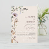 Wedding Wildflowers Cream Elegant Modern Kaart (Staand voorkant)