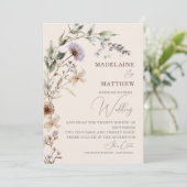 Wedding Wildflowers Cream Elegant Modern Kaart (Staand voorkant)