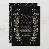 Wedding Wildflowers Floral Ditsy Print Donker Kaart (Voorkant / Achterkant)