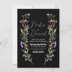Wedding Wildflowers Floral Ditsy Print Donker Kaart